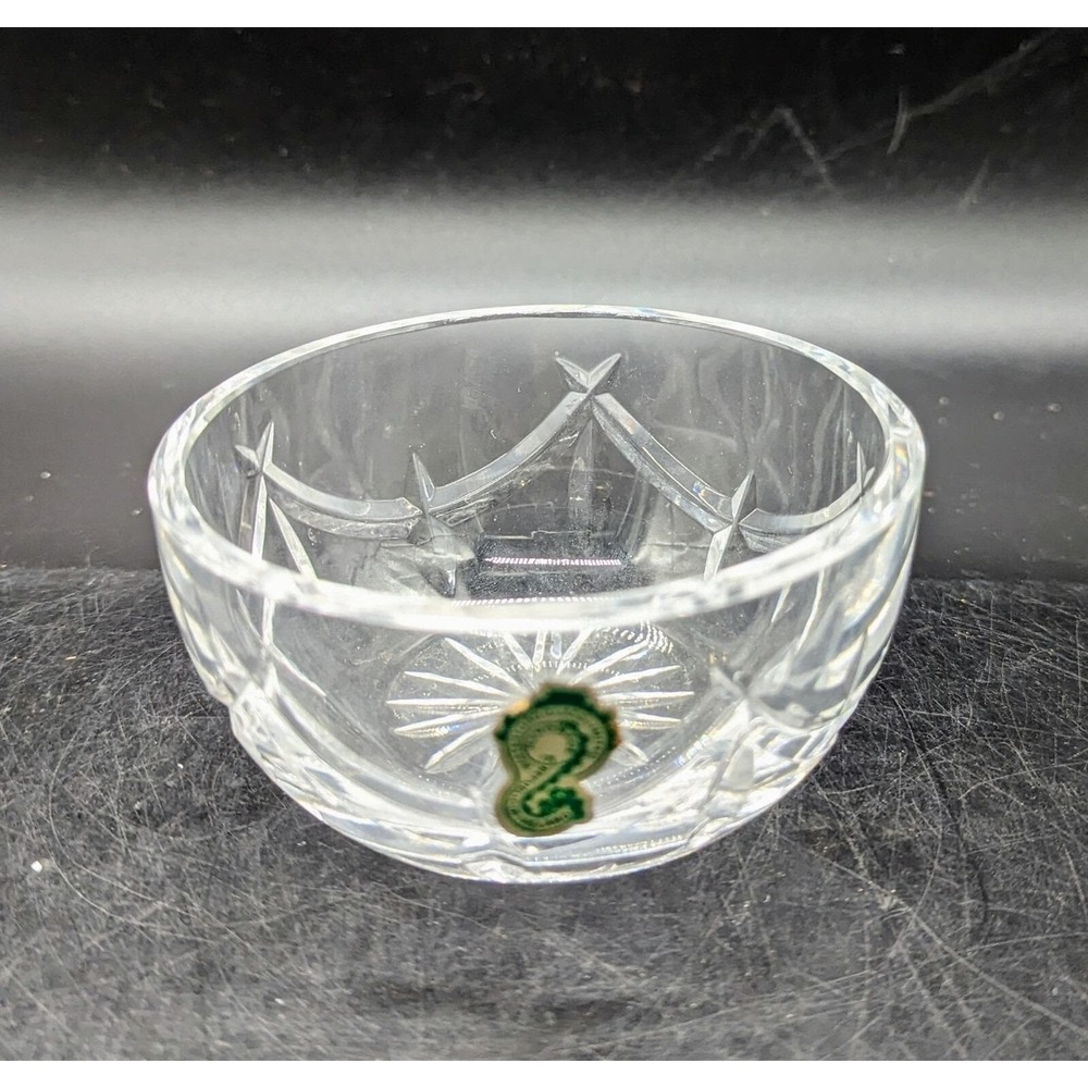Vintage Waterford Round Cut Crystal Bowl‎ Handmade Ireland Clear 4" Sticker